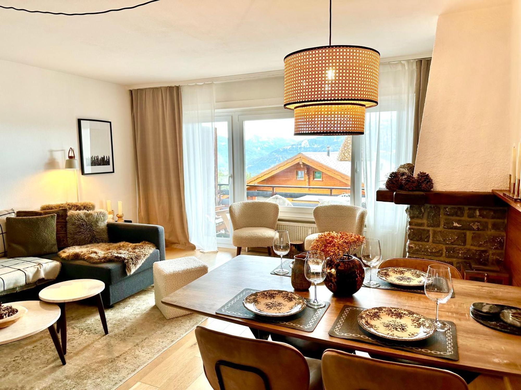 Window On Crans Montana, Appartement Avec Vue Sur Les Alpes Luaran gambar
